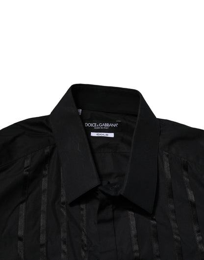 Dolce & Gabbana Black Cotton GOLD Men's Dress Formal Shirt
