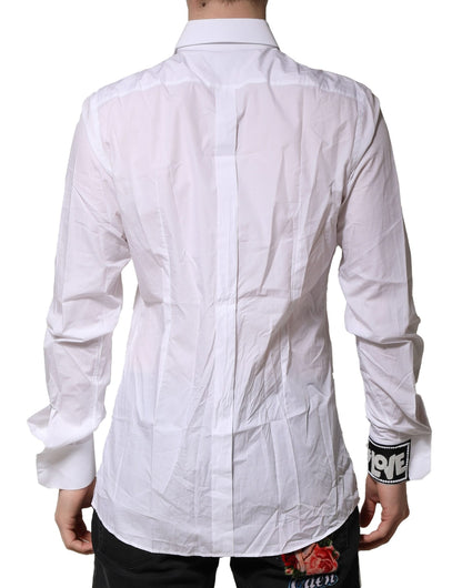 Dolce & Gabbana White GOLD Cotton Men's Dress Formal Shirt
