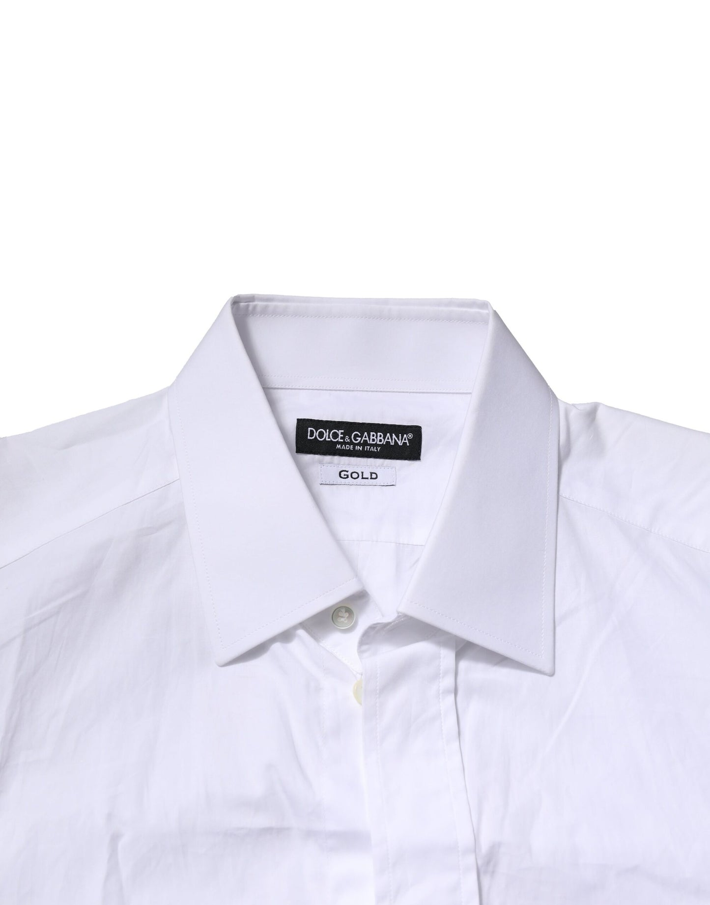 Dolce & Gabbana White GOLD Cotton Men's Dress Formal Shirt