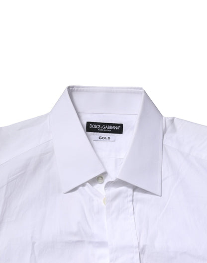 Dolce & Gabbana White GOLD Cotton Men's Dress Formal Shirt