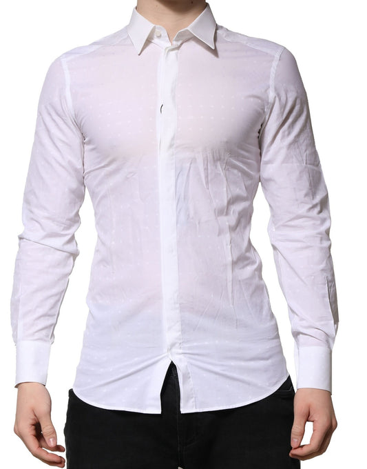 Dolce & Gabbana White GOLD Long Sleeves Dress Shirt