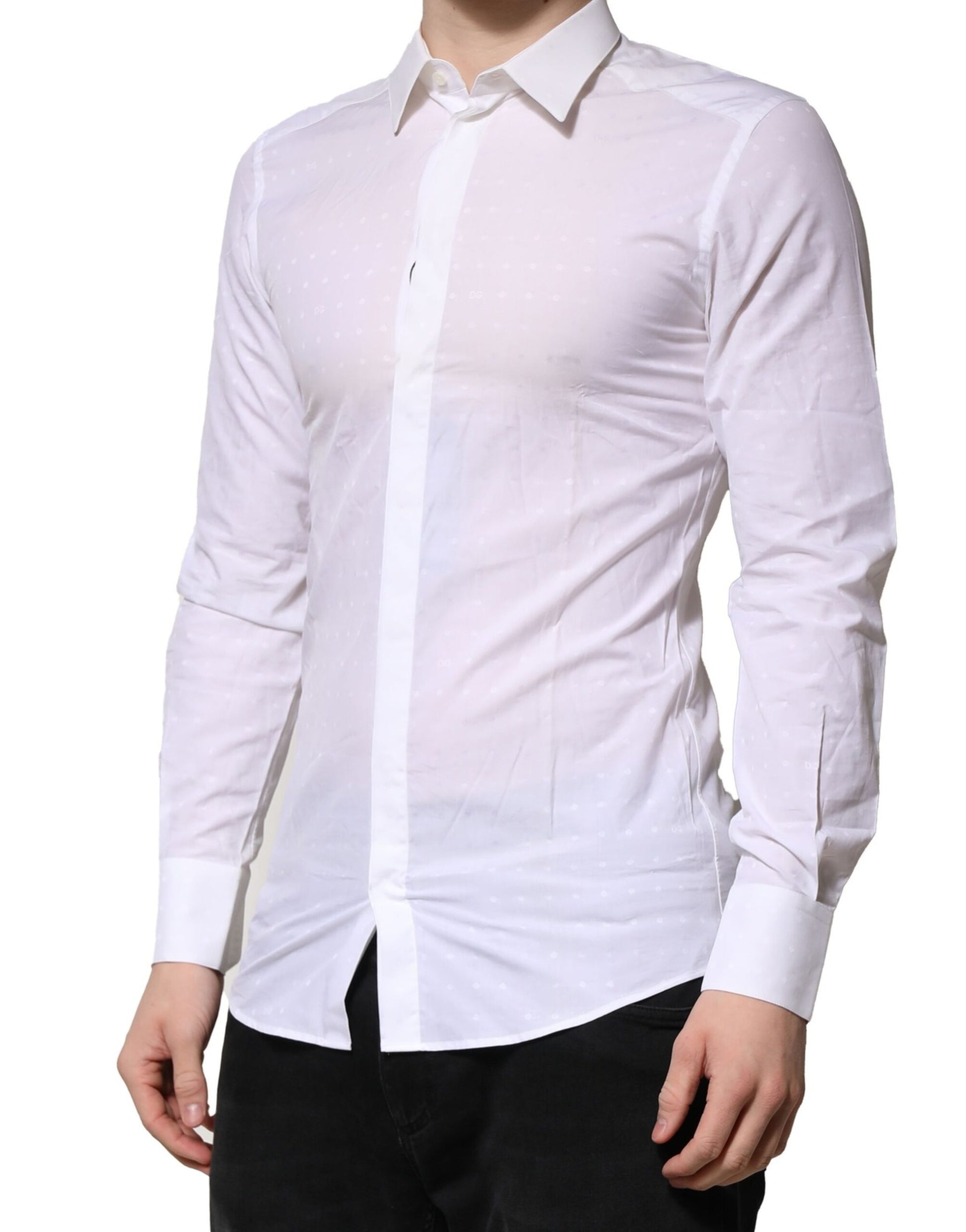 Dolce & Gabbana White GOLD Long Sleeves Dress Shirt