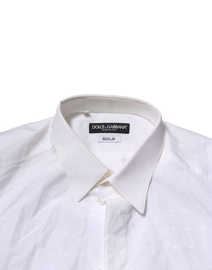 Dolce & Gabbana White GOLD Long Sleeves Dress Shirt