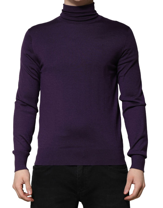 Dolce & Gabbana Purple Cashmere Turtleneck Pullover Sweater for Men