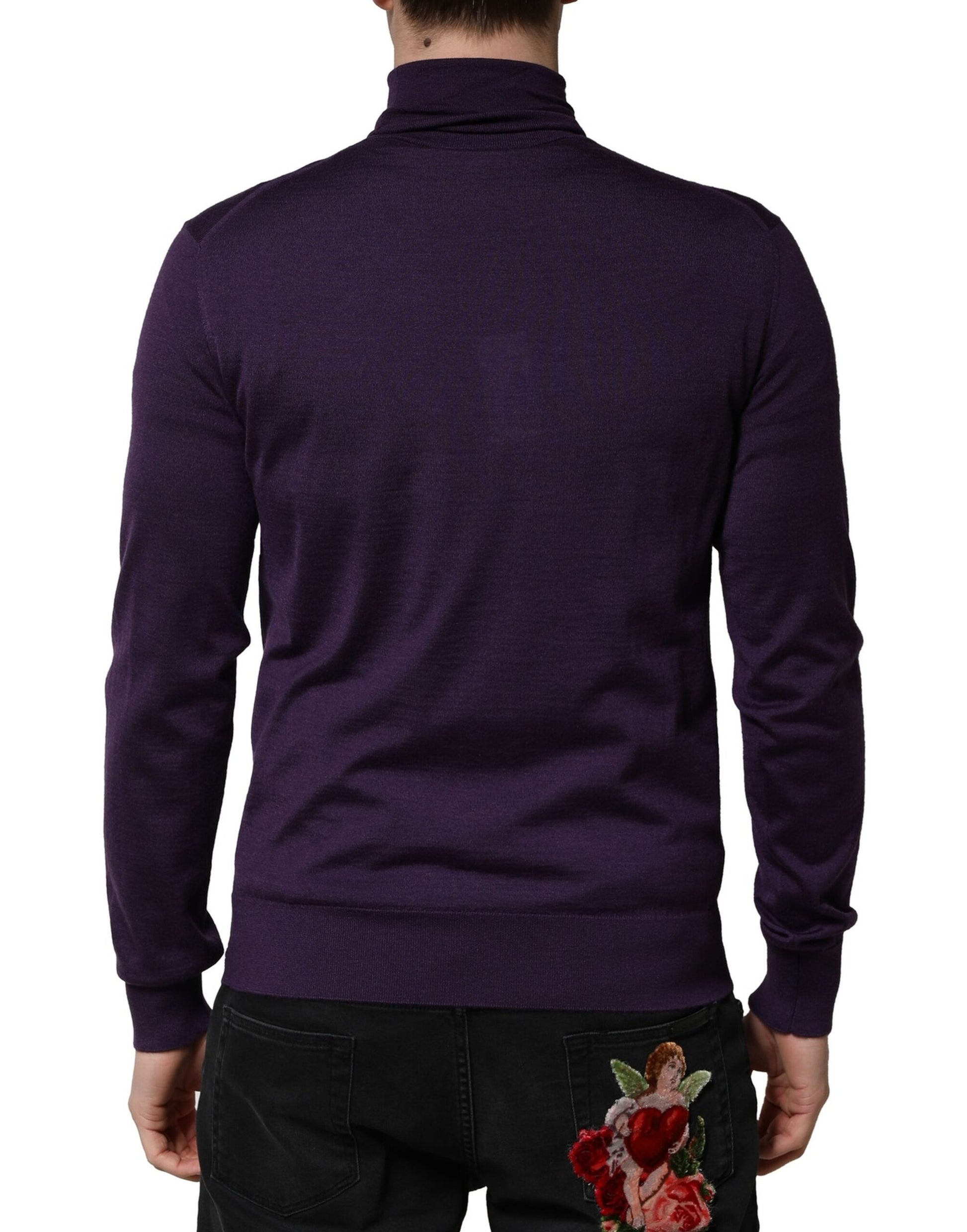Dolce & Gabbana Purple Cashmere Turtleneck Pullover Sweater for Men