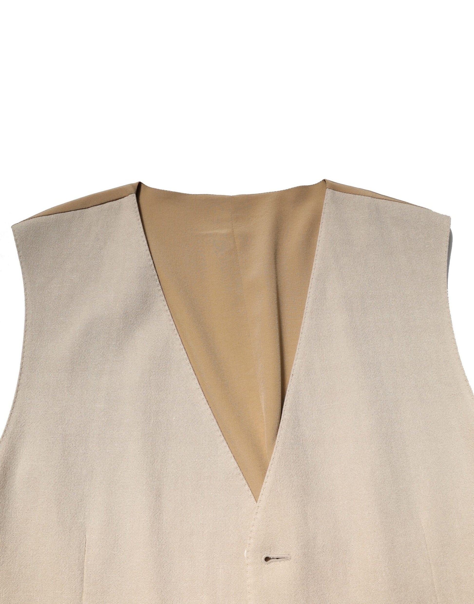 Dolce & Gabbana Beige Linen Formal Waistcoat Vest