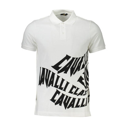 Cavalli Class White Cotton Men Polo Shirt
