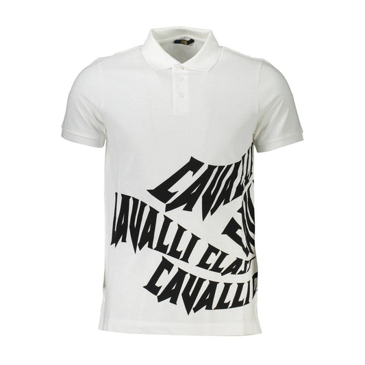 Cavalli Class White Cotton Men Polo Shirt