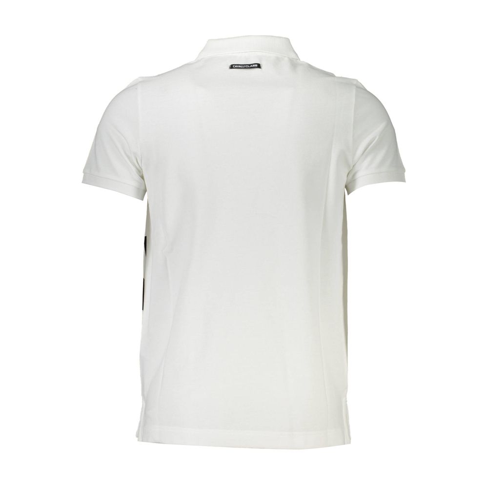 Cavalli Class White Cotton Men Polo Shirt