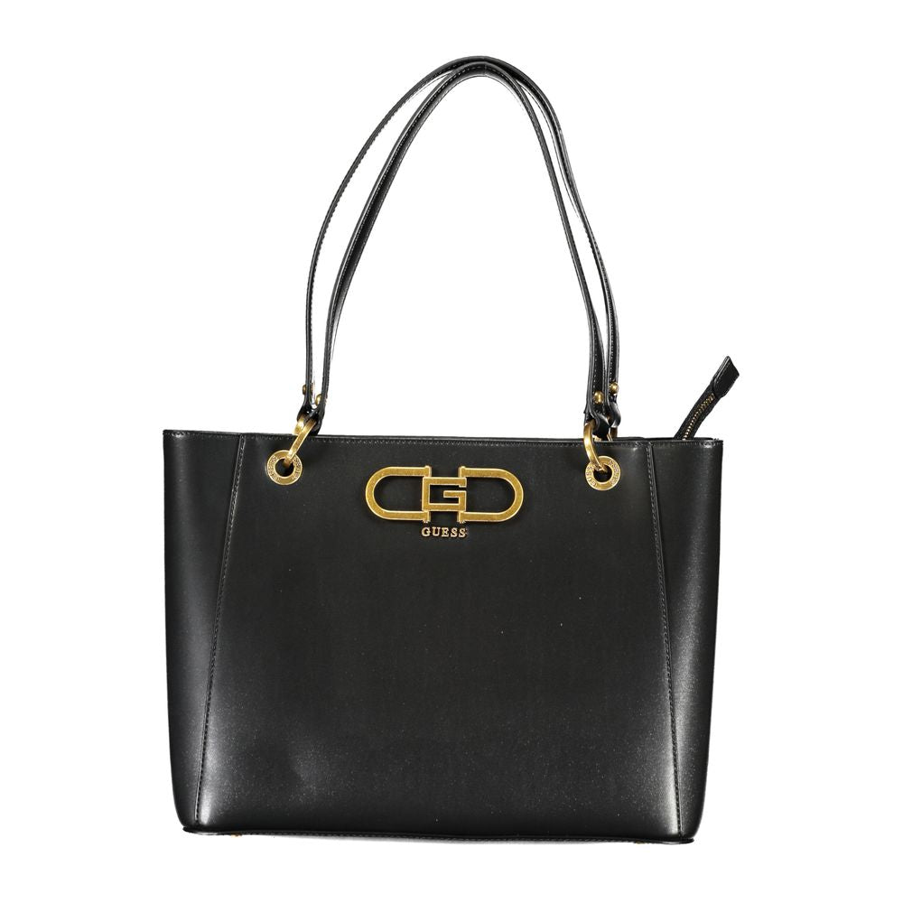 Guess Jeans Black Fleet Bag – Faux Leather, Stylish Multi-Compartment Design
