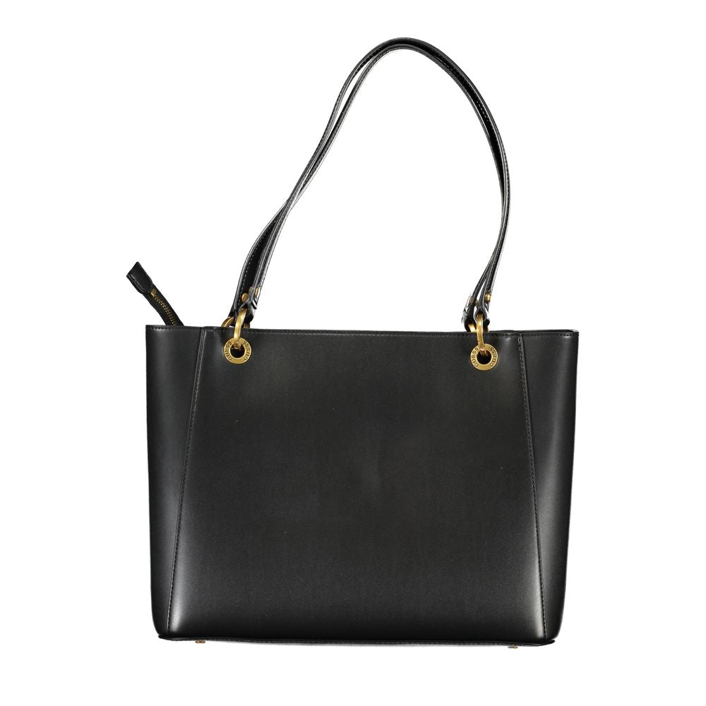 Guess Jeans Black Fleet Bag – Faux Leather, Stylish Multi-Compartment Design