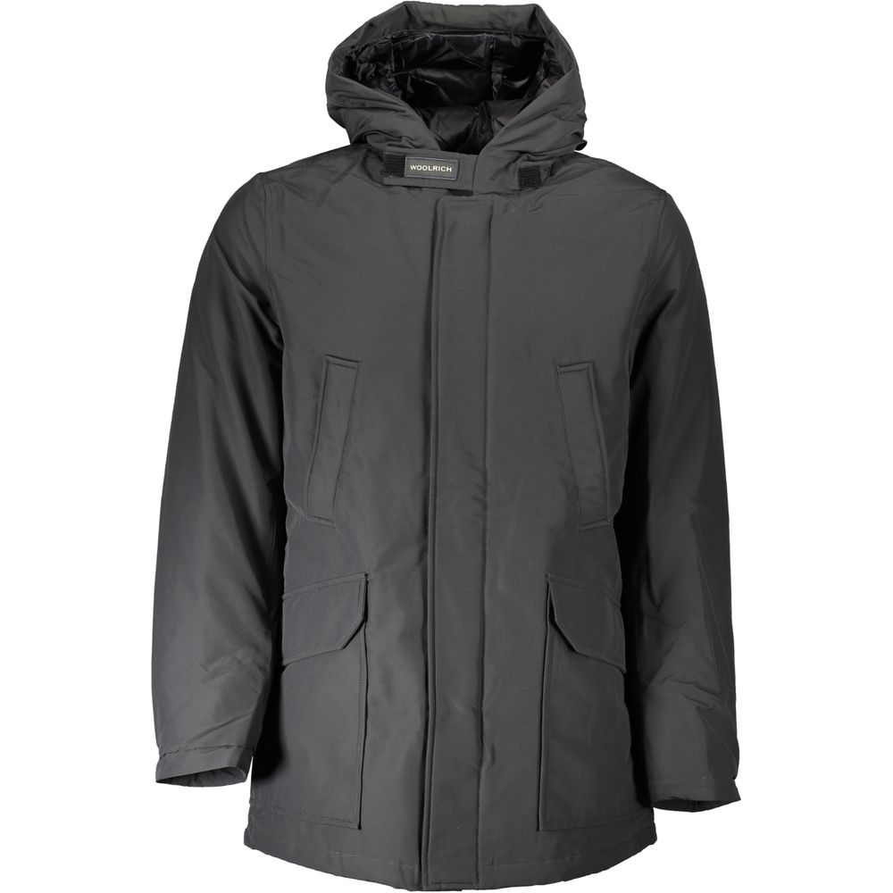 Woolrich Gray Cotton Parka Jacket with Hood