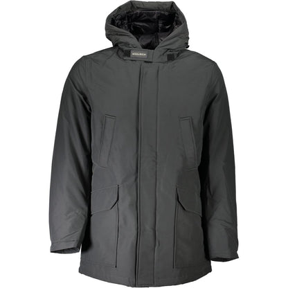 Woolrich Gray Cotton Parka Jacket with Hood