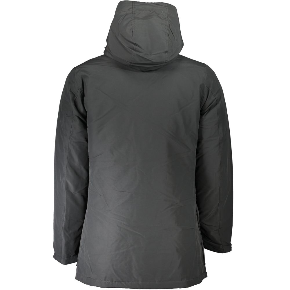 Woolrich Gray Cotton Parka Jacket with Hood