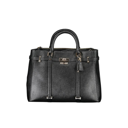 Guess Jeans Black Emilee Handbag – Faux Leather, Multi-Compartment Elegance