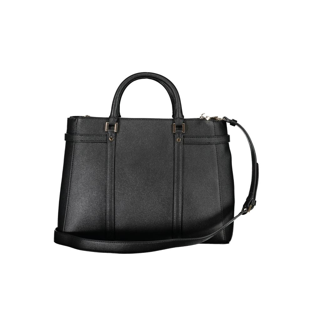 Guess Jeans Black Emilee Handbag – Faux Leather, Multi-Compartment Elegance