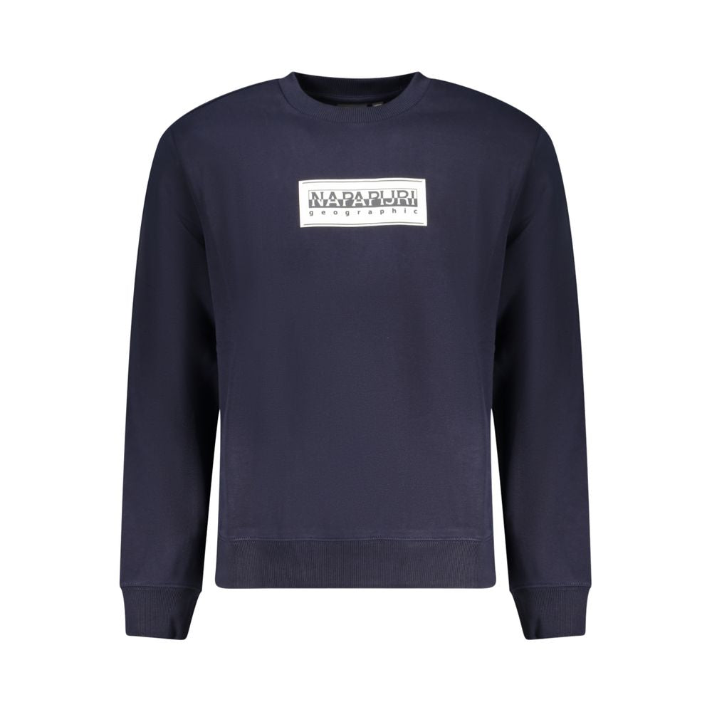 Napapijri Blue Cotton Sweater - Relaxed Fit Crew Neck Sweatshirt