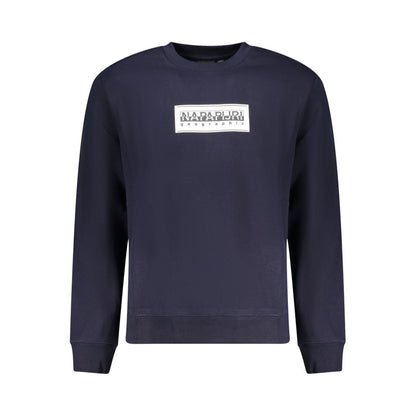 Napapijri Blue Cotton Sweater - Relaxed Fit Crew Neck Sweatshirt