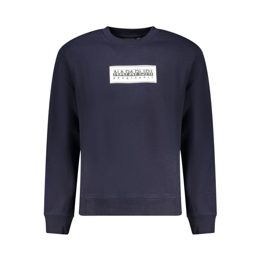 Napapijri Blue Cotton Sweater - Relaxed Fit Crew Neck Sweatshirt