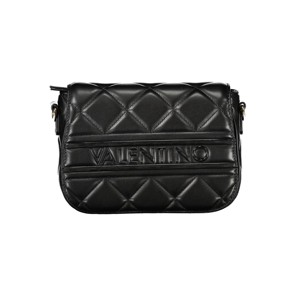 Mario Valentino Black Smooth Leather Handbag with Adjustable Strap