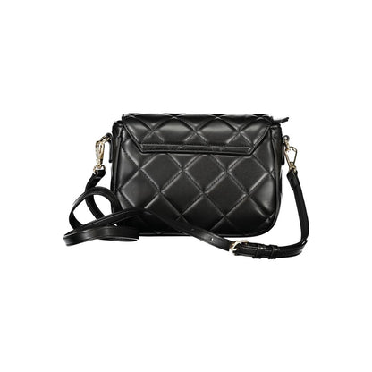 Mario Valentino Black Smooth Leather Handbag with Adjustable Strap