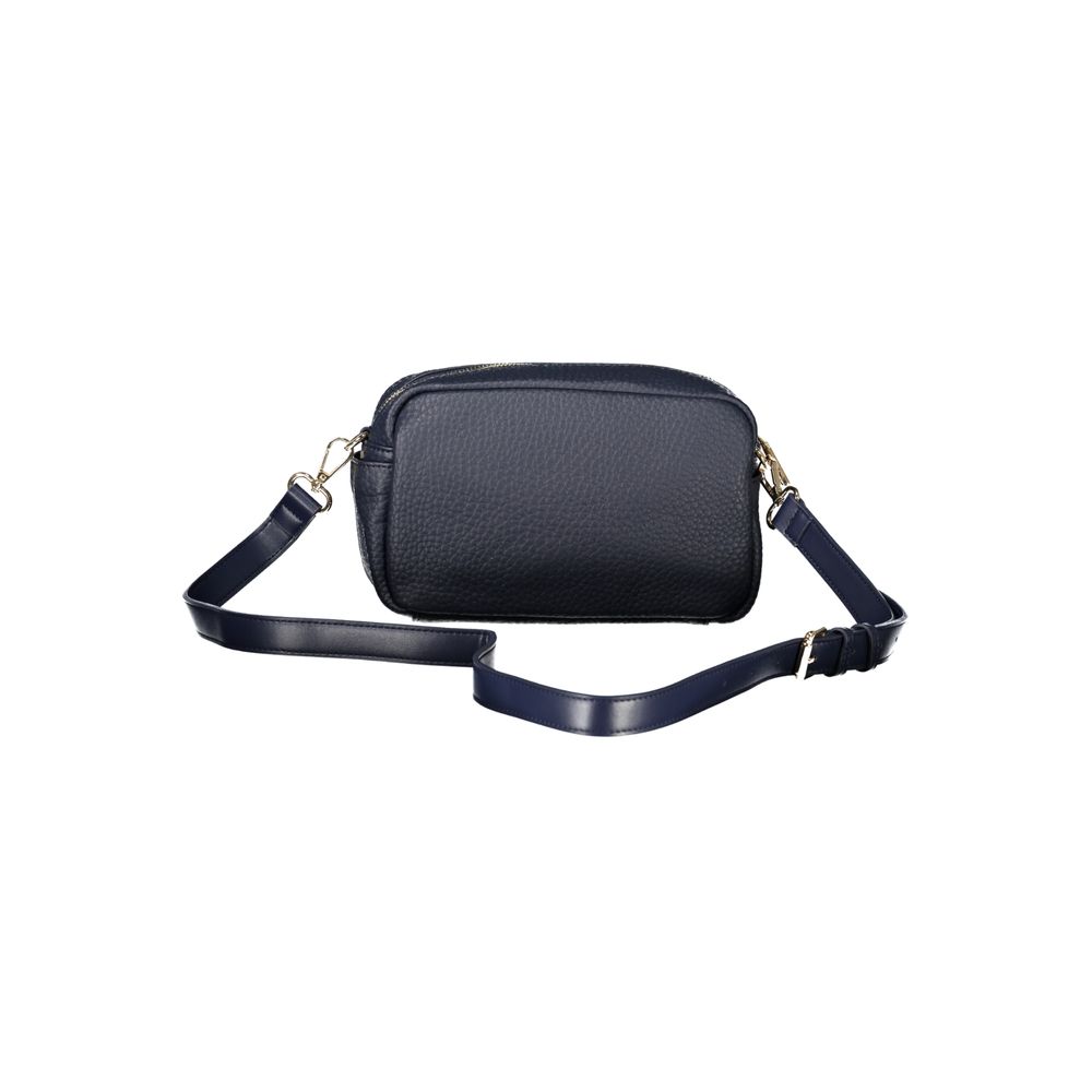 Mario Valentino Blue Leather-Finish Handbag with Chic Details