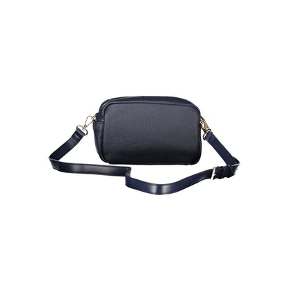 Mario Valentino Blue Leather-Finish Handbag with Chic Details