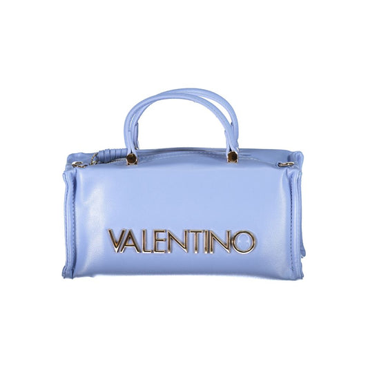 Mario Valentino Light Blue Leather-Finish Handbag with Logo Detail
