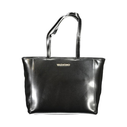 Mario Valentino Black Faux Leather Shoulder Bag with Chain Strap