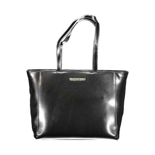 Mario Valentino Black Faux Leather Shoulder Bag with Chain Strap