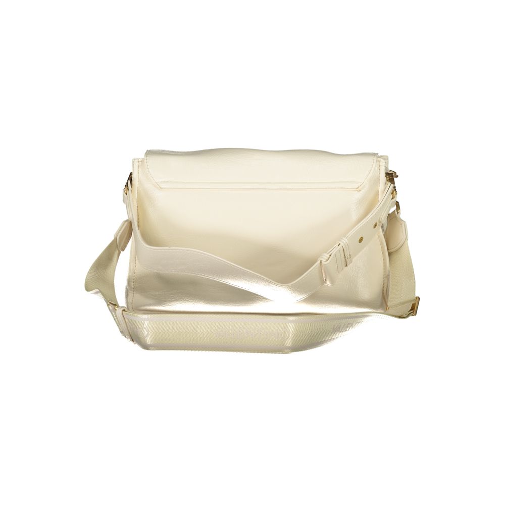 Mario Valentino Beige Leather-Finish Handbag with Detachable Strap