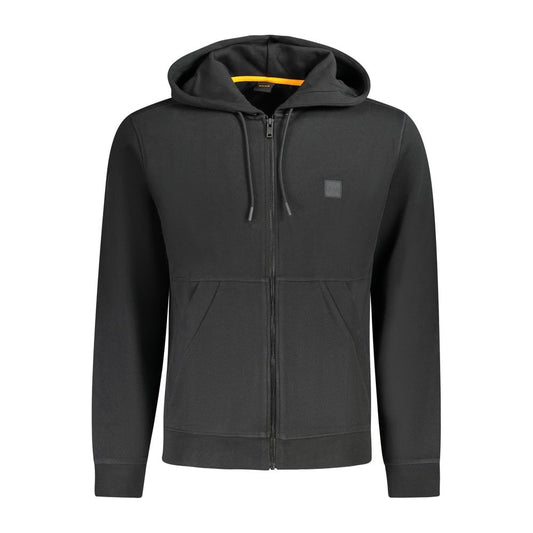 Hugo Boss Black Cotton Sweater - Long Sleeved V-Neck T-Shirt with Applique Logo