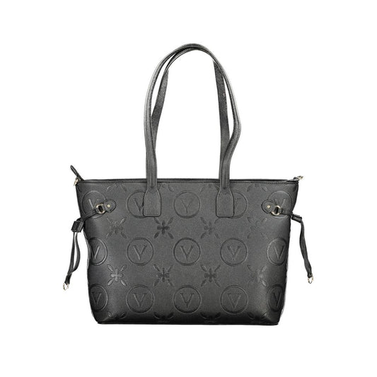 Mario Valentino Black Faux Leather Handbag with Zip Closure