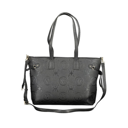 Mario Valentino Black Faux Leather Handbag with Zip Closure