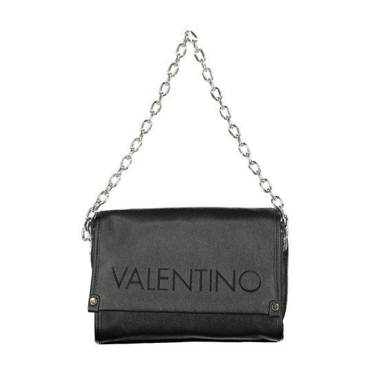 Mario Valentino Black Faux Leather Handbag with Gold Hardware