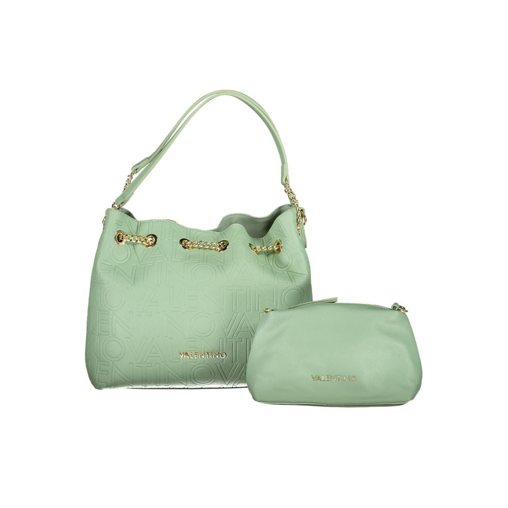 Mario Valentino Green Faux Leather Handbag with Sophisticated Details