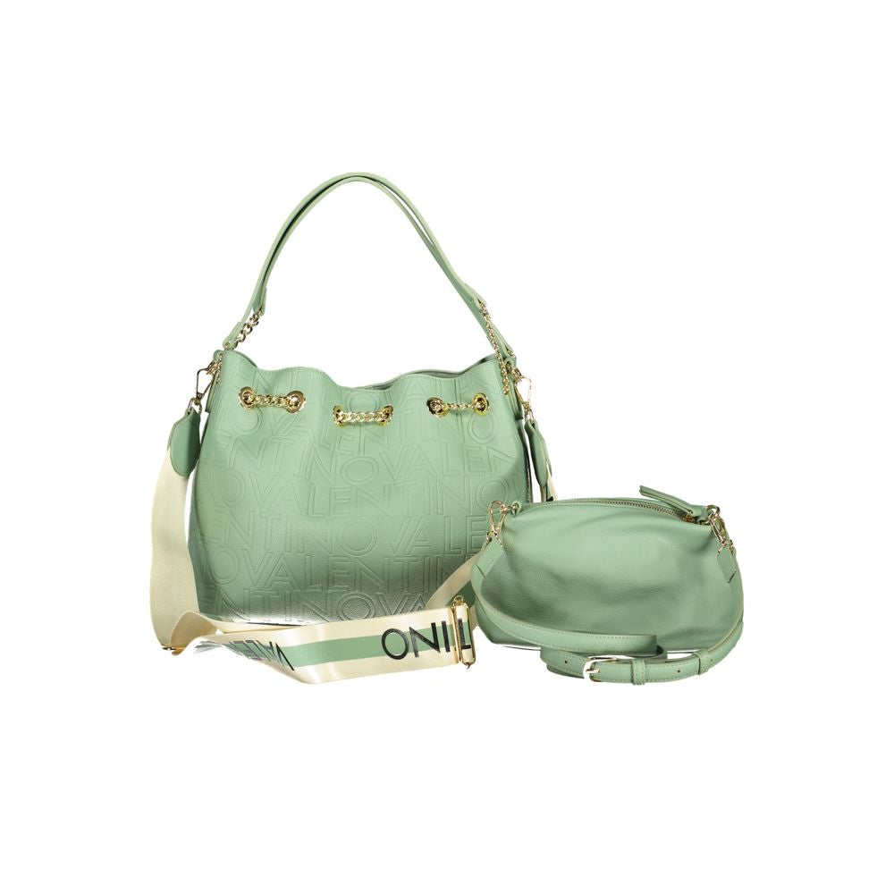 Mario Valentino Green Faux Leather Handbag with Sophisticated Details