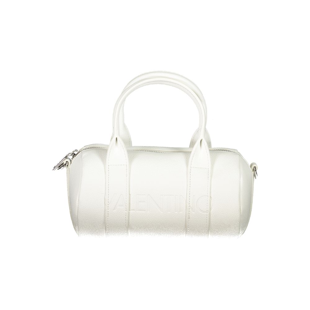 Mario Valentino White Faux Leather Handbag with Logo Detail