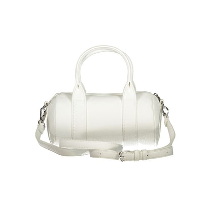 Mario Valentino White Faux Leather Handbag with Logo Detail