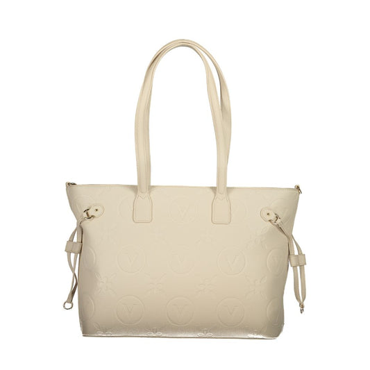 Mario Valentino Beige Faux Leather Handbag with Chic Details