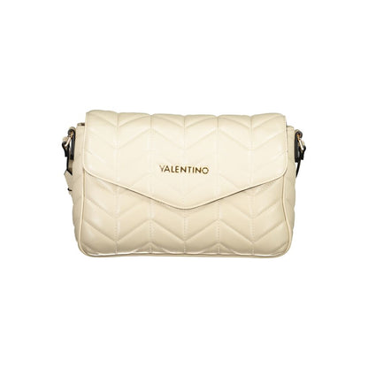Mario Valentino Beige Faux Leather Handbag with Adjustable Strap