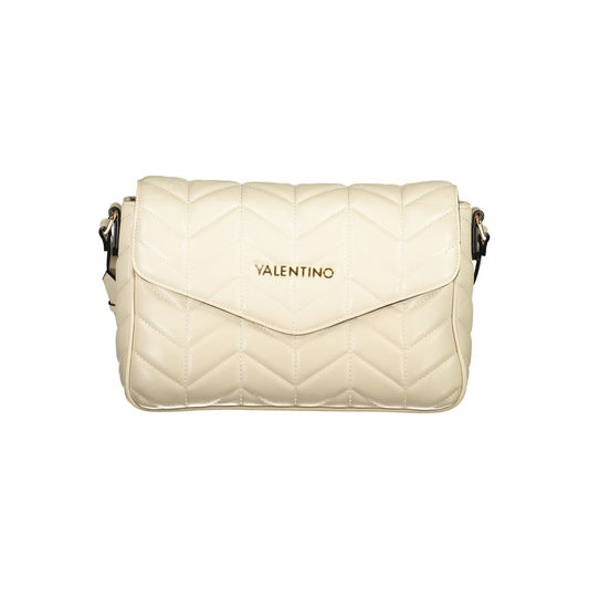 Mario Valentino Beige Faux Leather Handbag with Adjustable Strap