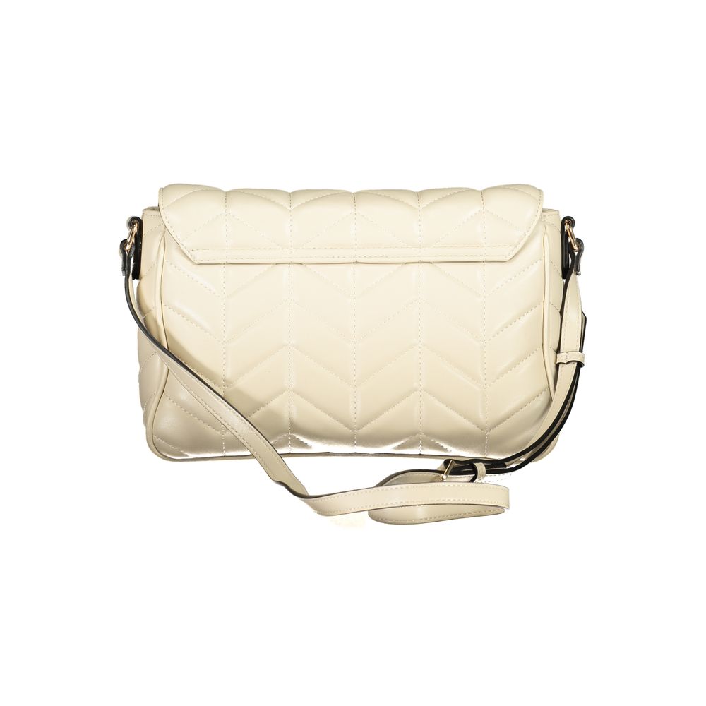 Mario Valentino Beige Faux Leather Handbag with Adjustable Strap