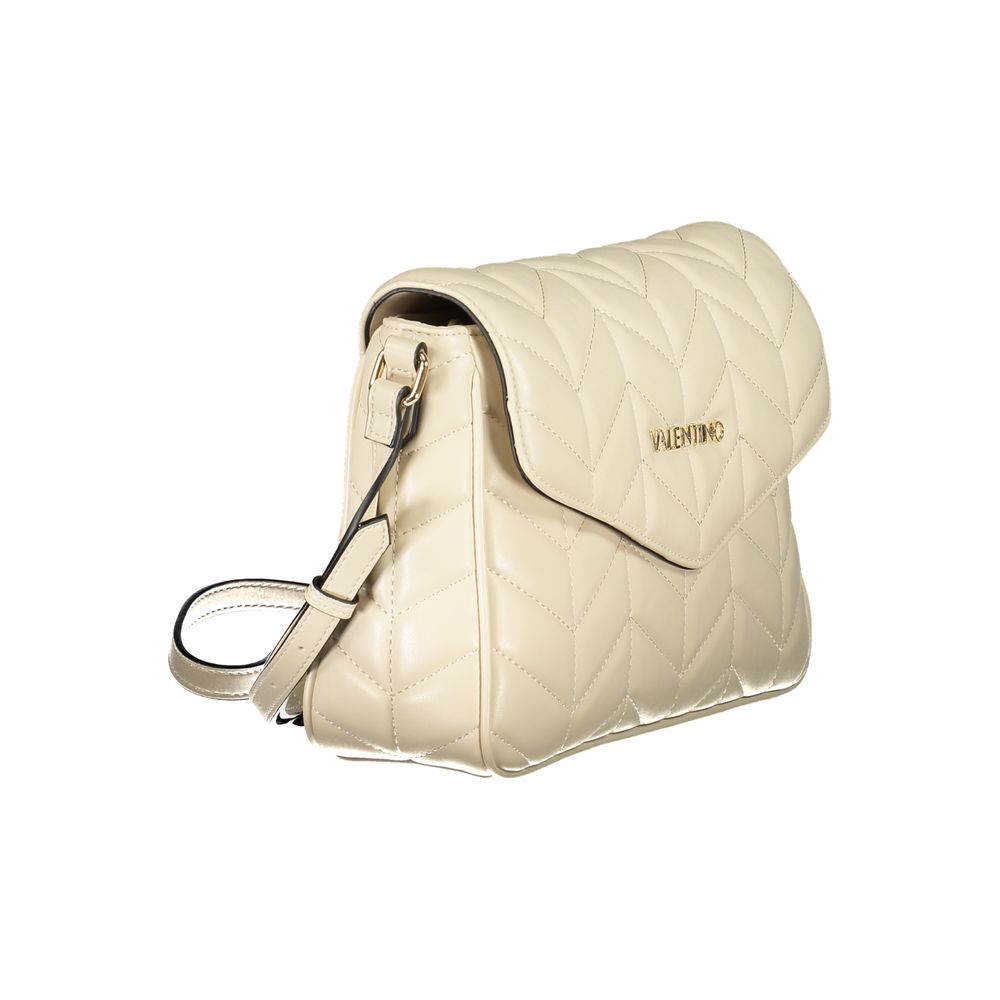 Mario Valentino Beige Faux Leather Handbag with Adjustable Strap