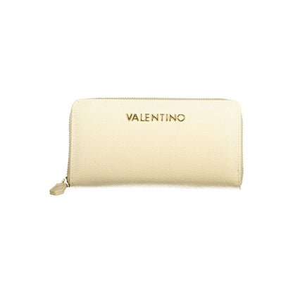 Mario Valentino Beige Faux Leather Wallet with Contrast Details
