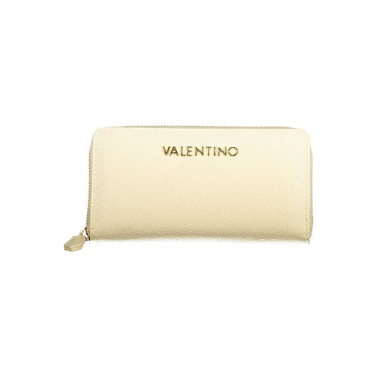 Mario Valentino Beige Faux Leather Wallet with Contrast Details