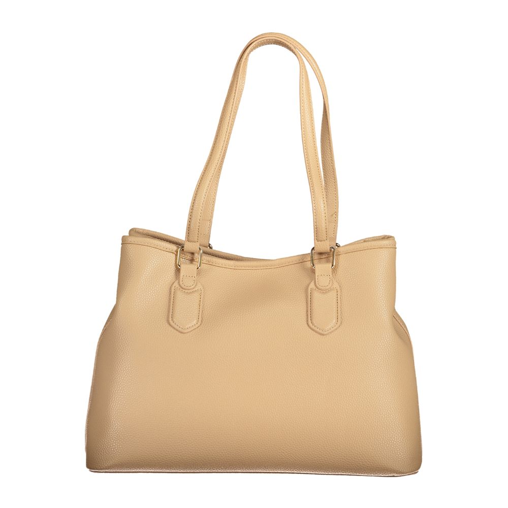 Mario Valentino Beige Faux Leather Handbag with Adjustable Strap