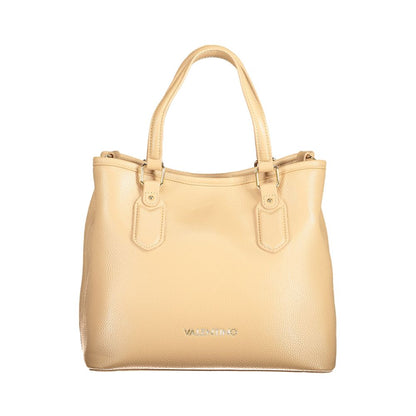 Mario Valentino Beige Faux Leather Handbag with Adjustable Strap