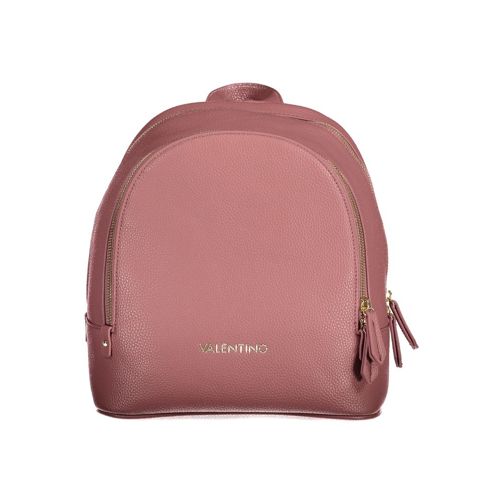 Mario Valentino Pink Faux Leather Backpack with Iconic Logo