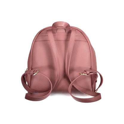 Mario Valentino Pink Faux Leather Backpack with Iconic Logo